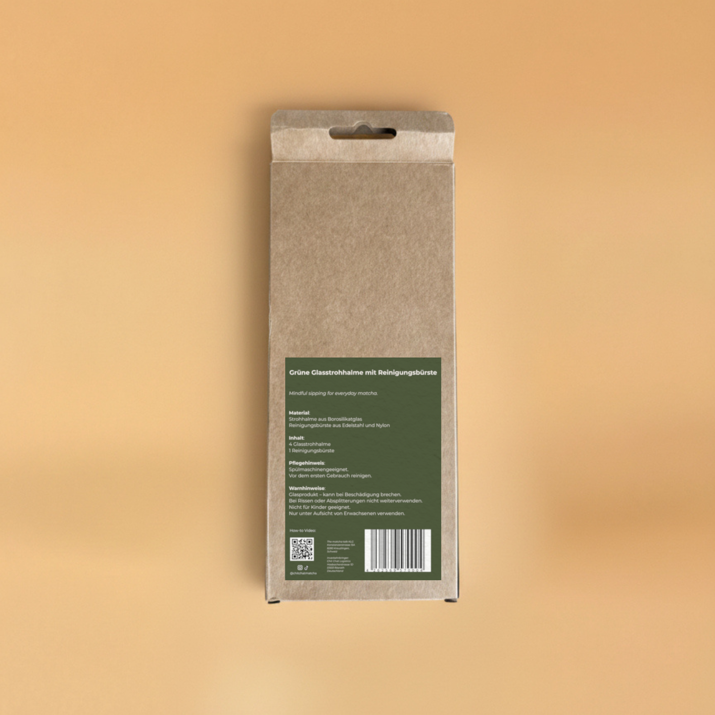 Glasstrohhalme Bambusoptik I mit Reinigungsbürste I 4 Stk