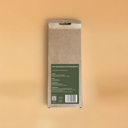 Glasstrohhalme Bambusoptik I mit Reinigungsbürste I 4 Stk