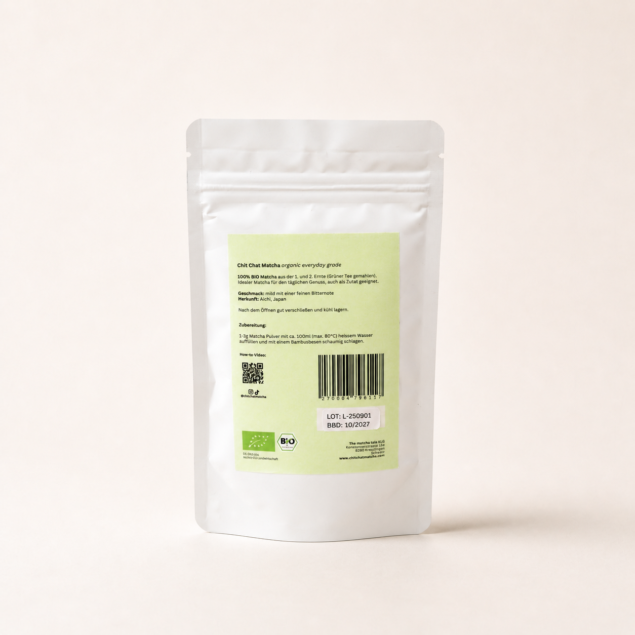 Chit Chat Matcha 50g doypack | organic everyday