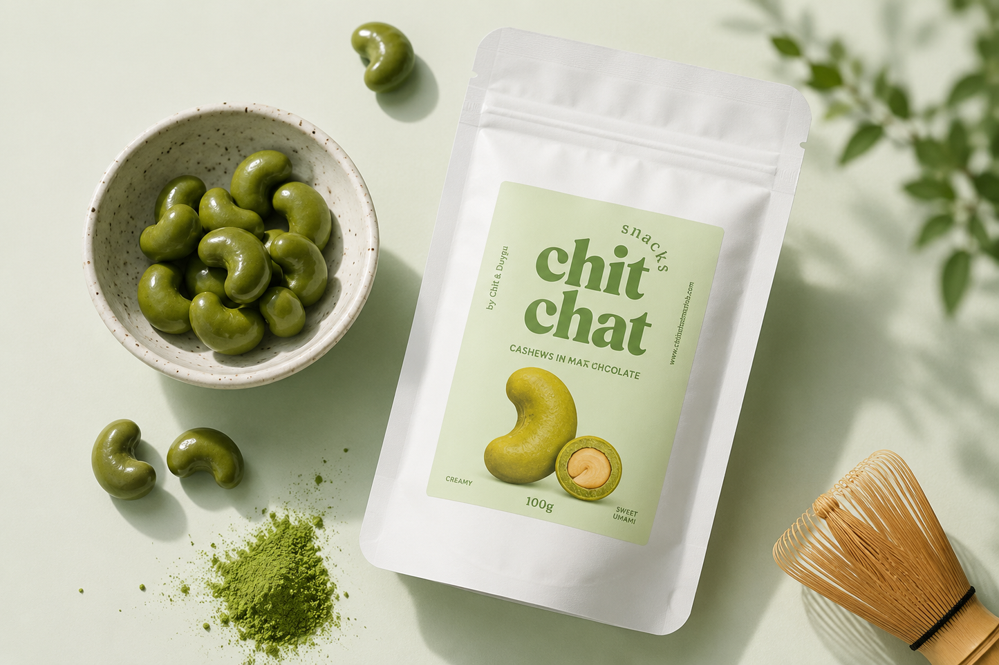 Cashews in Matcha Chocolate | 100 g